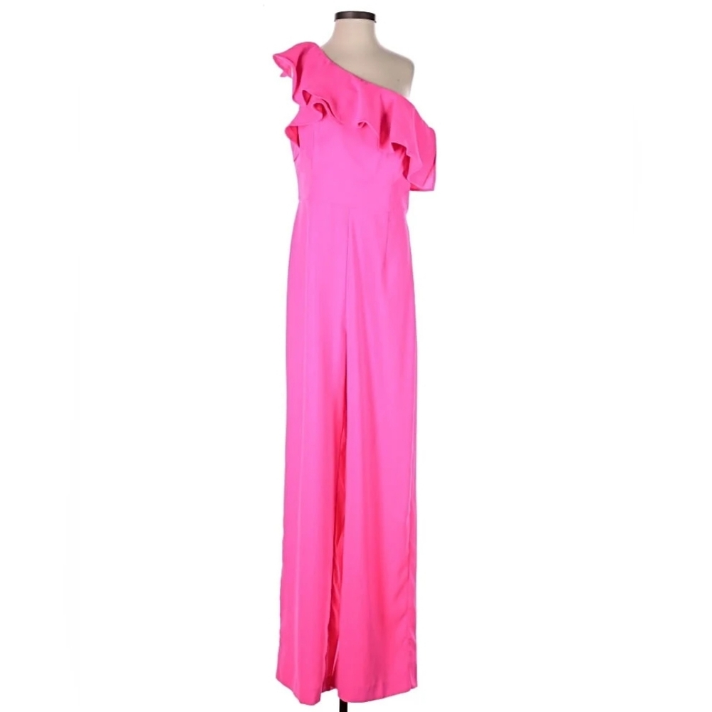 NWT Lilly Pulitzer Lyra Jumpsuit Raz Berry Pink One Shoulder Size 2